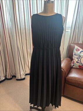 Vince Navy Pleated Midi Dress